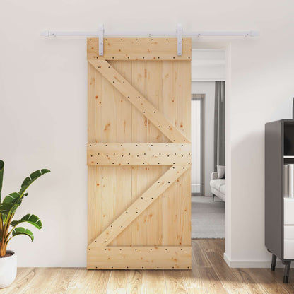Posuvné Dveře Přírodní A Bílá 95 X 210 Cm Masivní Borové Dřevo