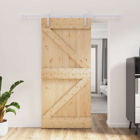 Posuvné Dveře Přírodní A Bílá 95 X 210 Cm Masivní Borové Dřevo