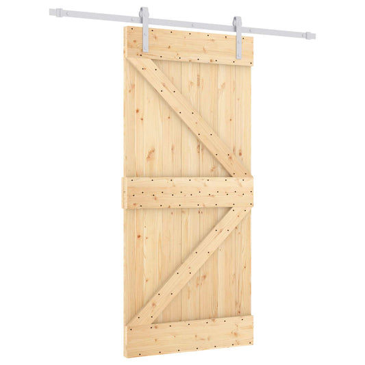 Posuvné Dveře Přírodní A Bílá 95 X 210 Cm Masivní Borové Dřevo