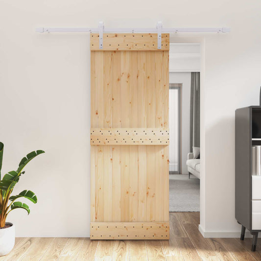 Posuvné Dveře Přírodní A Bílá 80 X 210 Cm Masivní Borové Dřevo