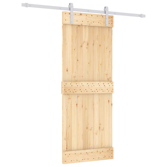 Posuvné Dveře Přírodní A Bílá 80 X 210 Cm Masivní Borové Dřevo
