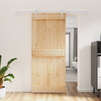 Posuvné Dveře Přírodní A Bílá 90 X 210 Cm Masivní Borové Dřevo