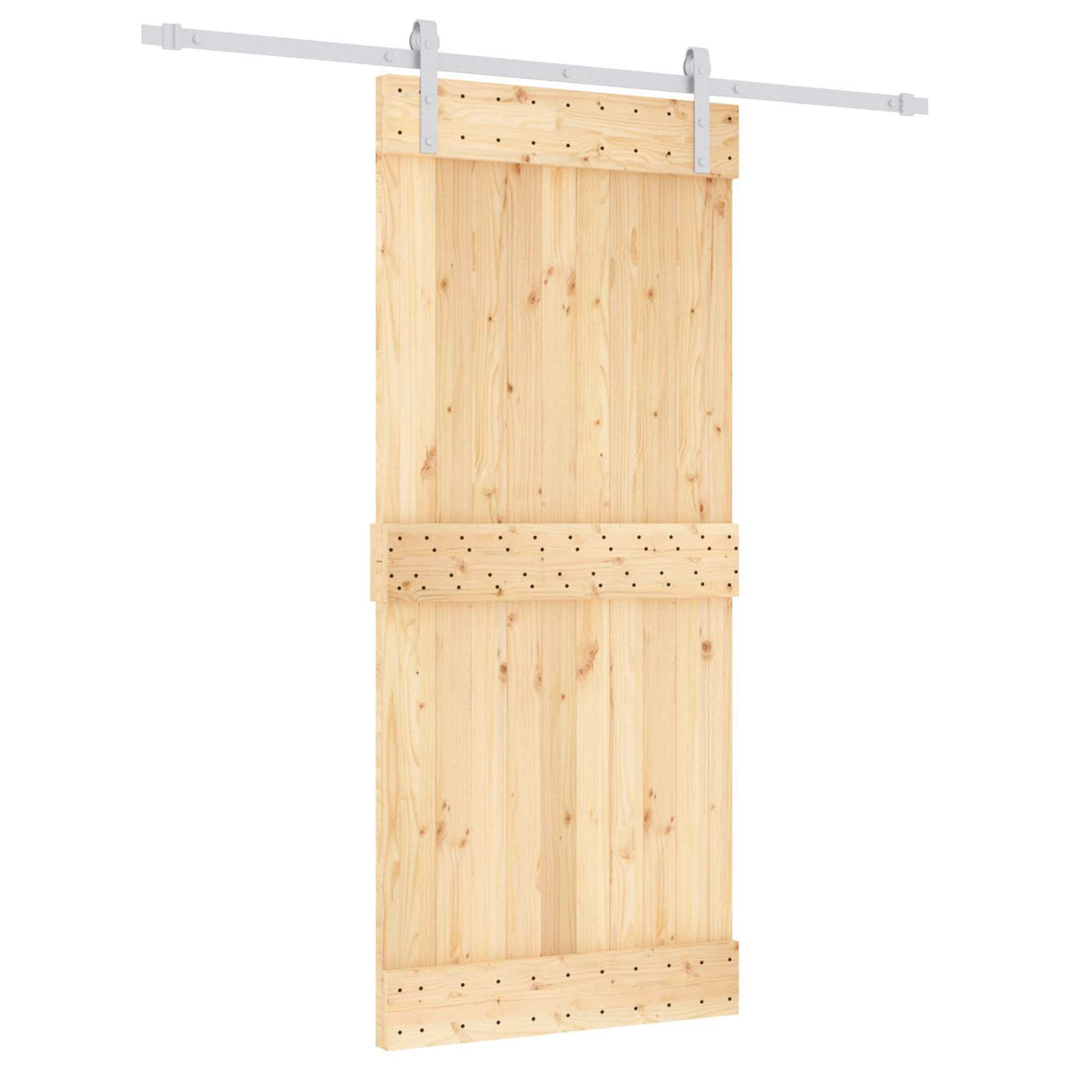 Posuvné Dveře Přírodní A Bílá 90 X 210 Cm Masivní Borové Dřevo
