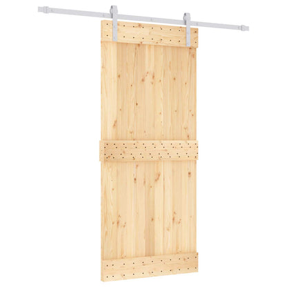 Posuvné Dveře Přírodní A Bílá 90 X 210 Cm Masivní Borové Dřevo