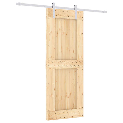 Posuvné Dveře Přírodní A Bílá 80 X 210 Cm Masivní Borové Dřevo