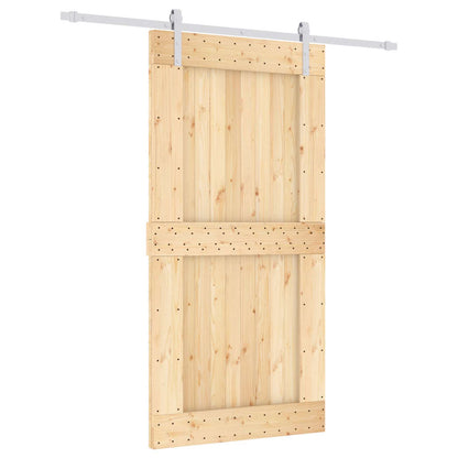 Posuvné Dveře Přírodní A Bílá 100 X 210 Cm Masivní Borové Dřevo