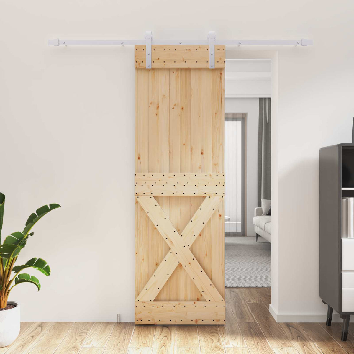 Posuvné Dveře Přírodní A Bílá 70 X 210 Cm Masivní Borové Dřevo