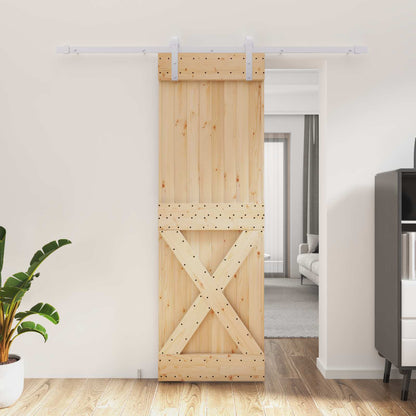 Posuvné Dveře Přírodní A Bílá 70 X 210 Cm Masivní Borové Dřevo