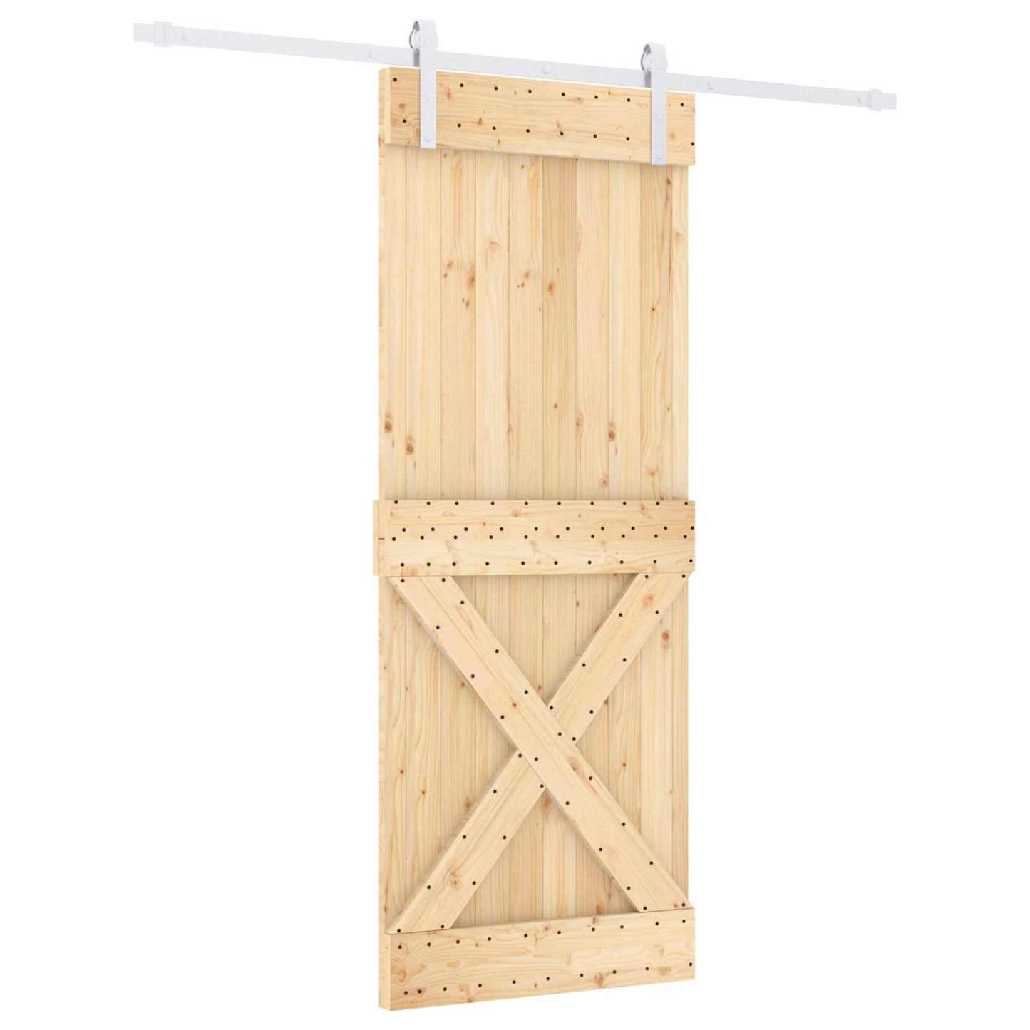 Posuvné Dveře Přírodní A Bílá 80 X 210 Cm Masivní Borové Dřevo