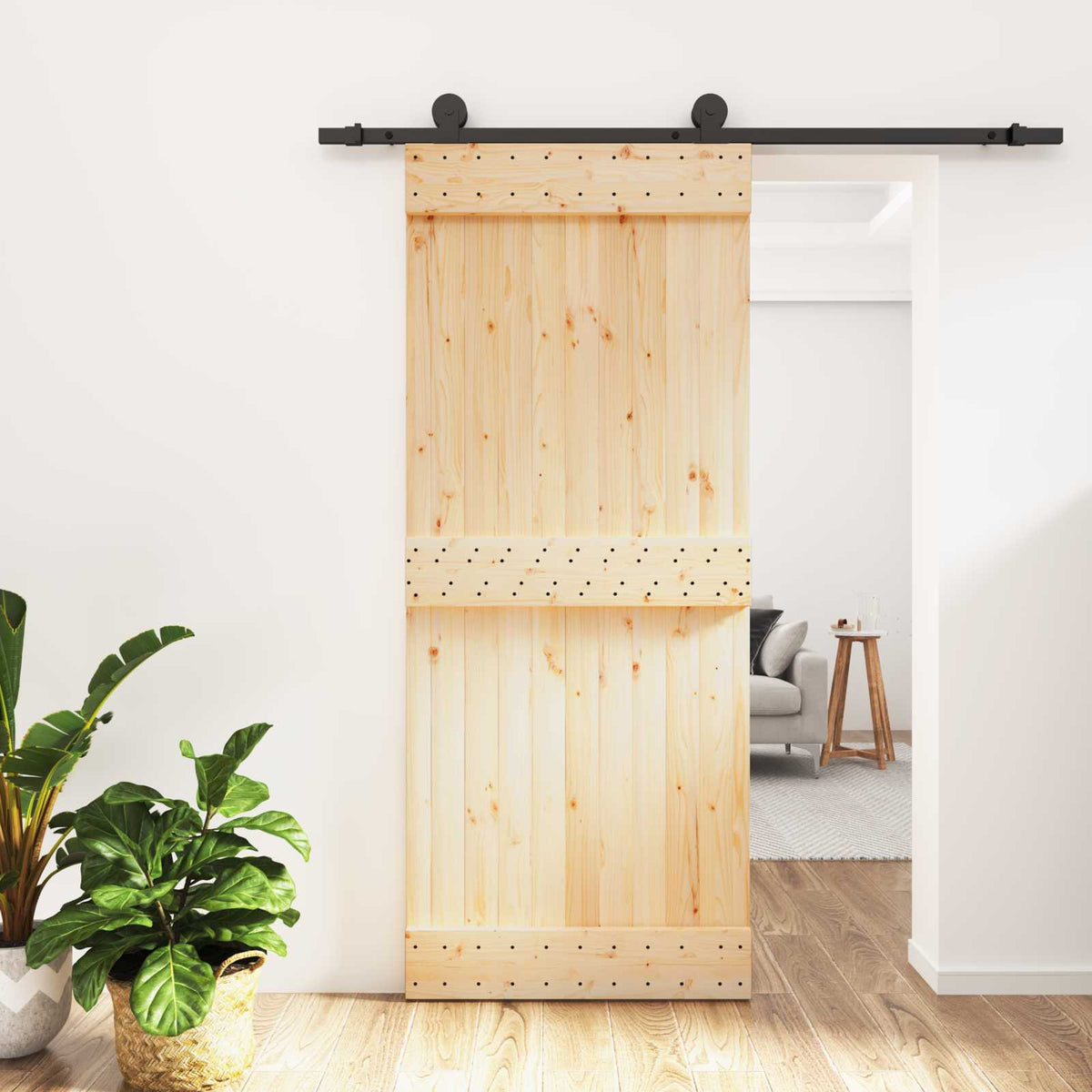 Posuvné Dveře Přirozená A Černá 85 X 210 Cm