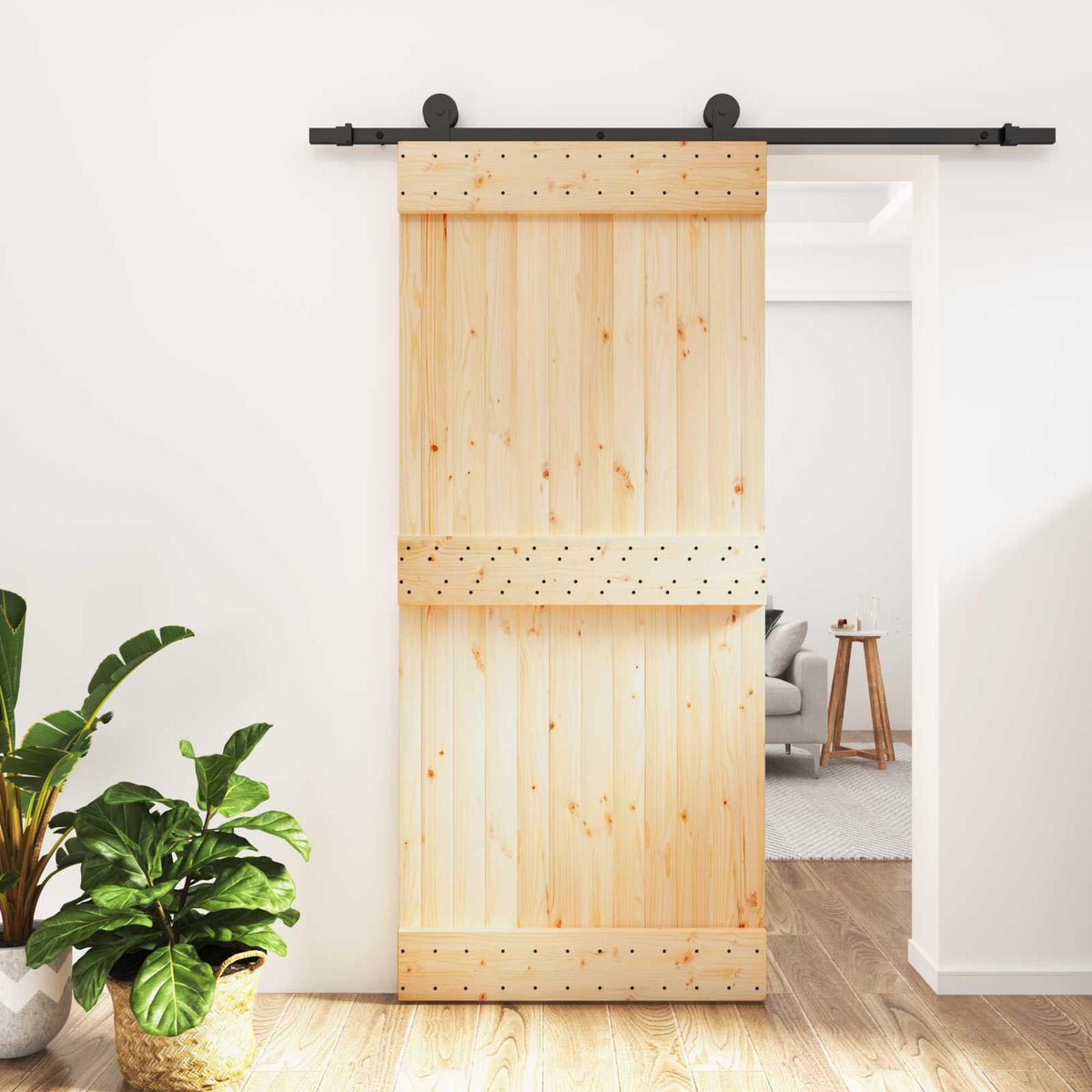 Posuvné Dveře Přirozená A Černá 90 X 210 Cm