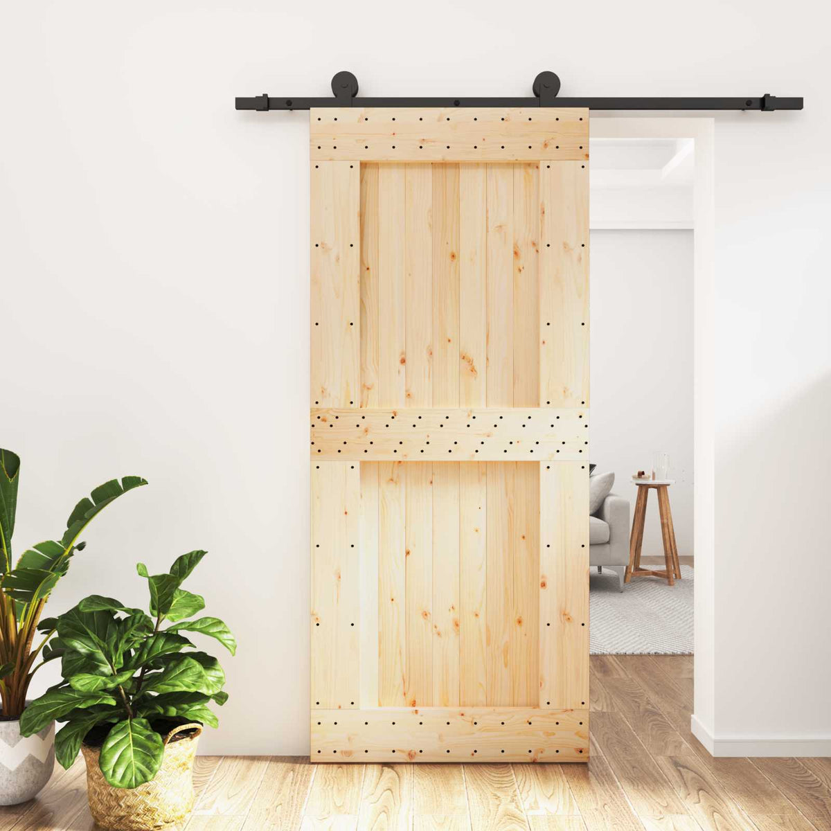 Posuvné Dveře Přirozená A Černá 90 X 210 Cm