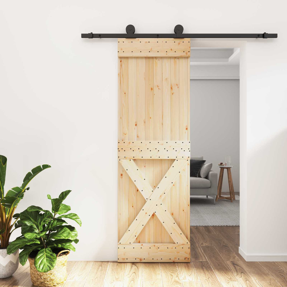 Posuvné Dveře Přirozená A Černá 70 X 210 Cm