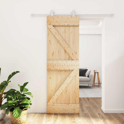 Posuvné Dveře Přírodní A Bílá 70 X 210 Cm Masivní Borové Dřevo