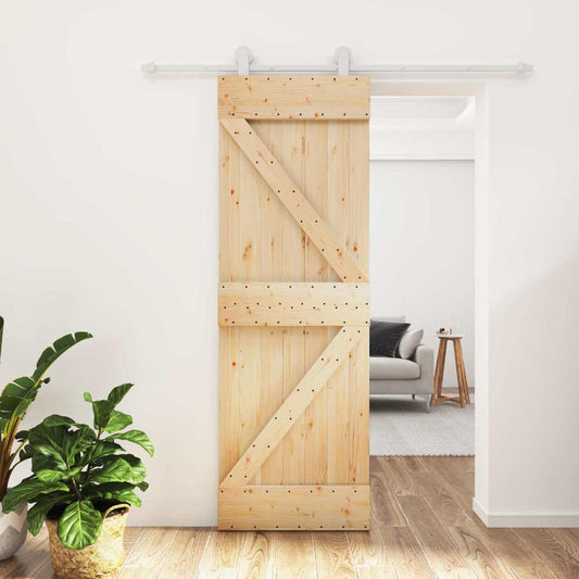 Posuvné Dveře Přírodní A Bílá 70 X 210 Cm Masivní Borové Dřevo