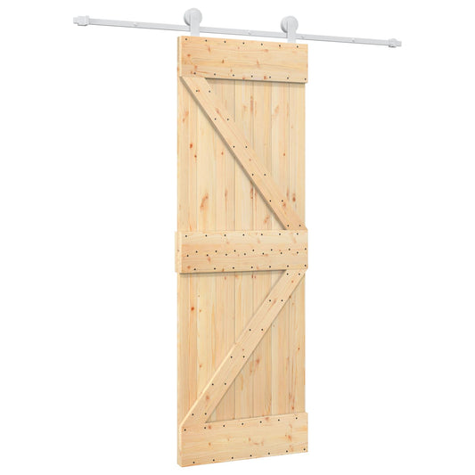 Posuvné Dveře Přírodní A Bílá 70 X 210 Cm Masivní Borové Dřevo