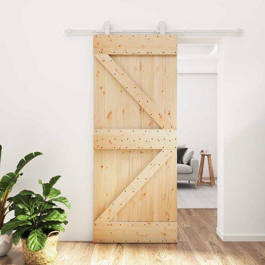 Posuvné Dveře Přírodní A Bílá 85 X 210 Cm Masivní Borové Dřevo