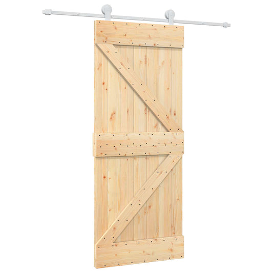 Posuvné Dveře Přírodní A Bílá 85 X 210 Cm Masivní Borové Dřevo