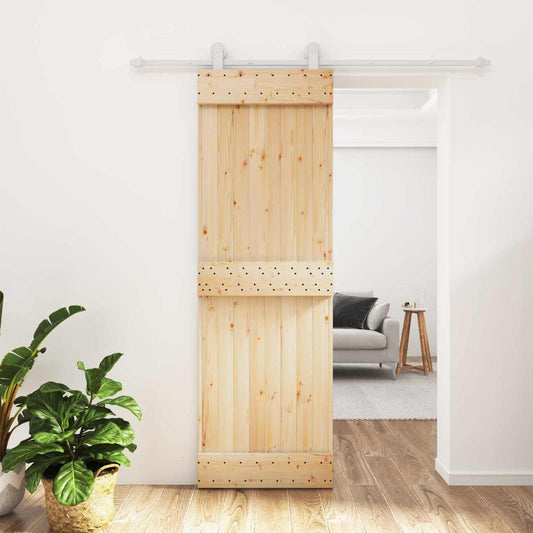 Posuvné Dveře Přírodní A Bílá 70 X 210 Cm Masivní Borové Dřevo