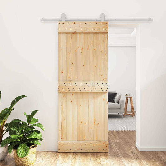 Posuvné Dveře Přírodní A Bílá 80 X 210 Cm Masivní Borové Dřevo