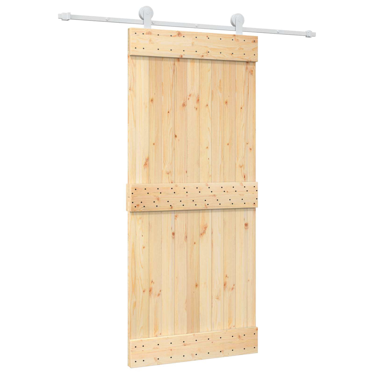 Posuvné Dveře Přírodní A Bílá 90 X 210 Cm Masivní Borové Dřevo