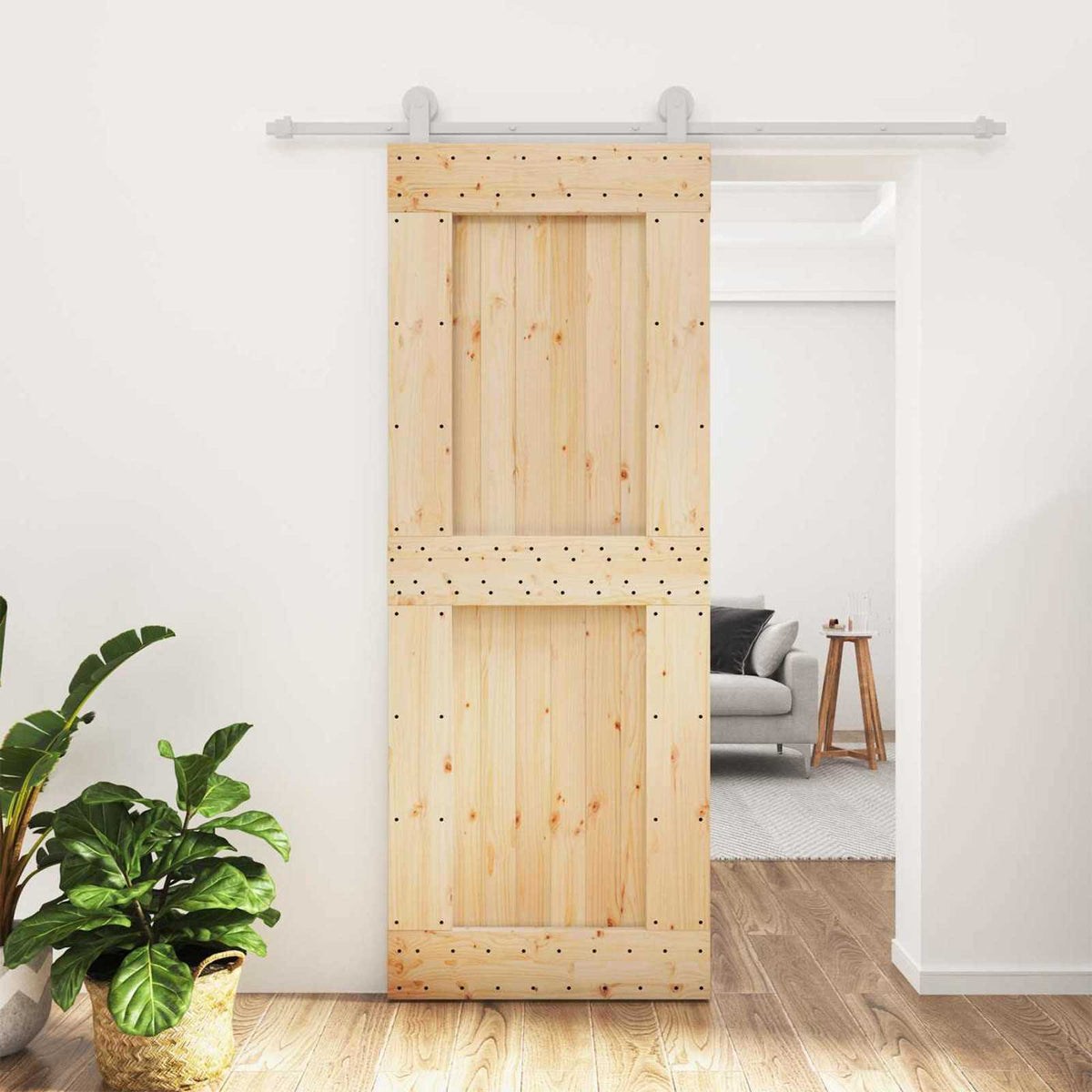 Posuvné Dveře Přírodní A Bílá 80 X 210 Cm Masivní Borové Dřevo