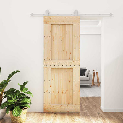 Posuvné Dveře Přírodní A Bílá 80 X 210 Cm Masivní Borové Dřevo