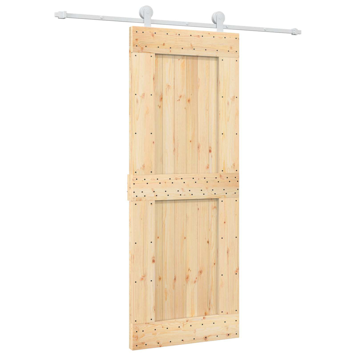Posuvné Dveře Přírodní A Bílá 80 X 210 Cm Masivní Borové Dřevo