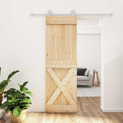 Posuvné Dveře Přírodní A Bílá 70 X 210 Cm Masivní Borové Dřevo