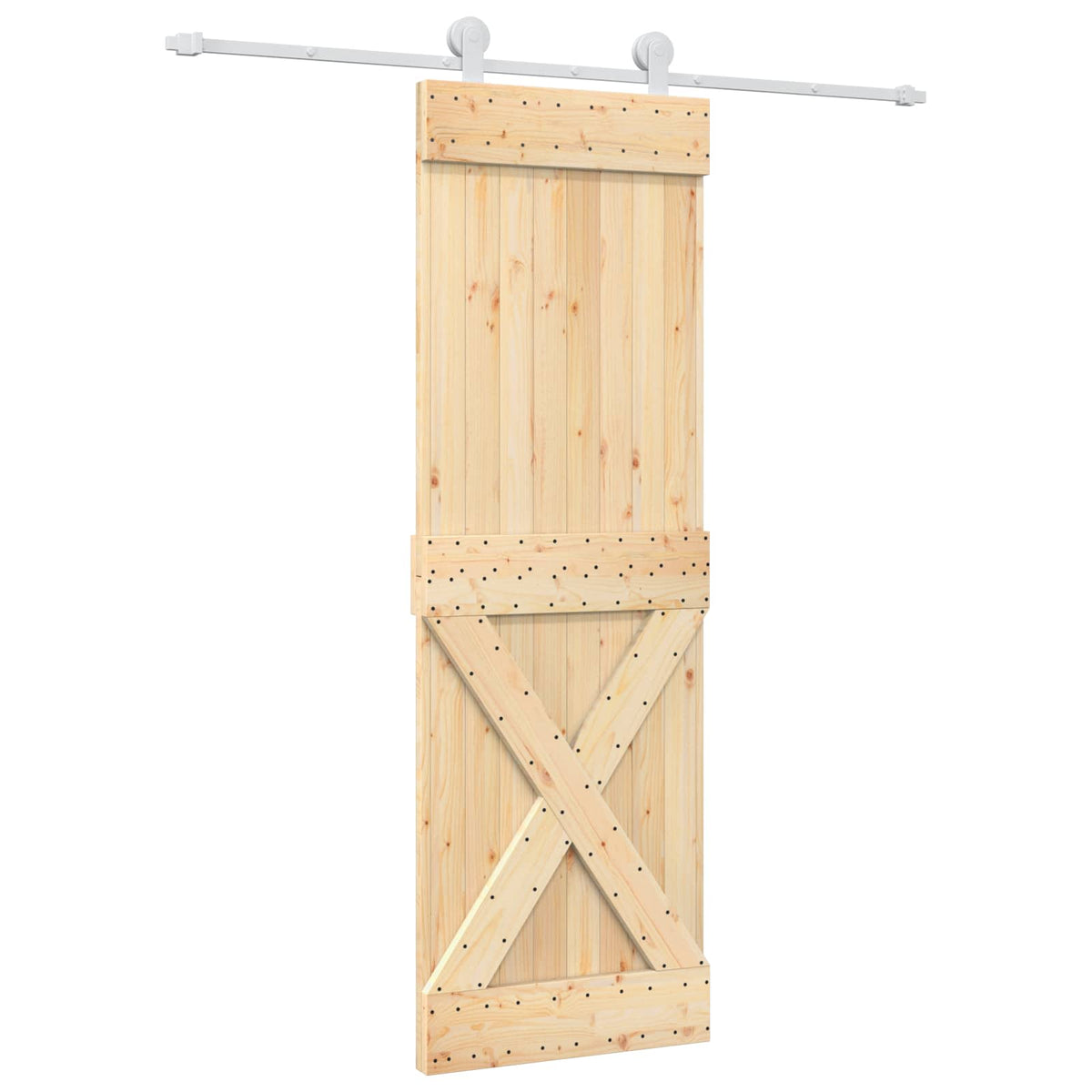 Posuvné Dveře Přírodní A Bílá 70 X 210 Cm Masivní Borové Dřevo