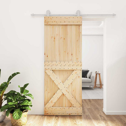 Posuvné Dveře Přírodní A Bílá 80 X 210 Cm Masivní Borové Dřevo