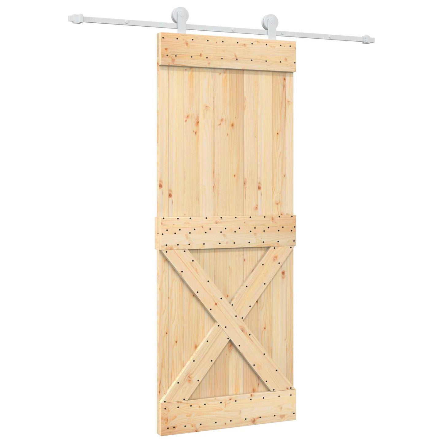 Posuvné Dveře Přírodní A Bílá 80 X 210 Cm Masivní Borové Dřevo