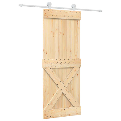 Posuvné Dveře Přírodní A Bílá 80 X 210 Cm Masivní Borové Dřevo