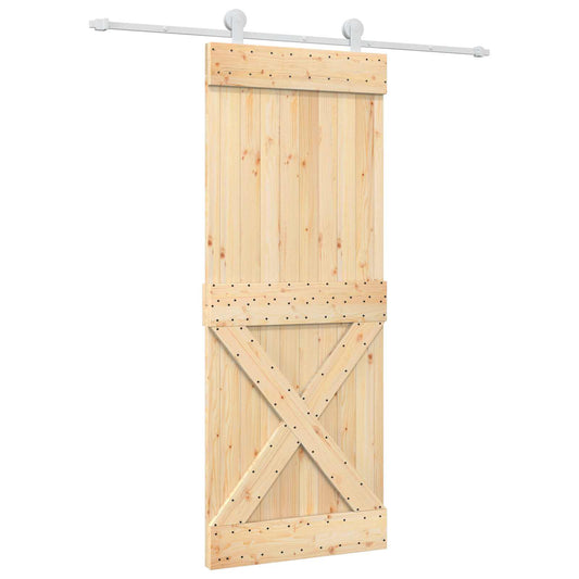 Posuvné Dveře Přírodní A Bílá 80 X 210 Cm Masivní Borové Dřevo