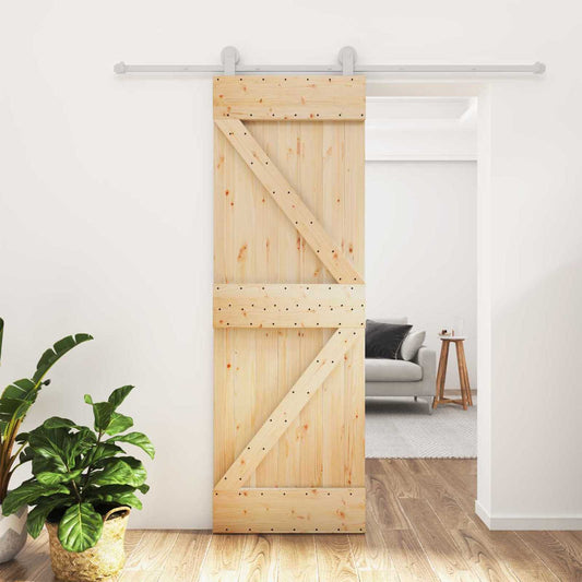 Posuvné Dveře Přírodní A Bílá 70 X 210 Cm Masivní Borové Dřevo
