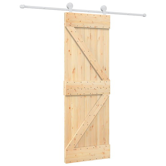 Posuvné Dveře Přírodní A Bílá 70 X 210 Cm Masivní Borové Dřevo