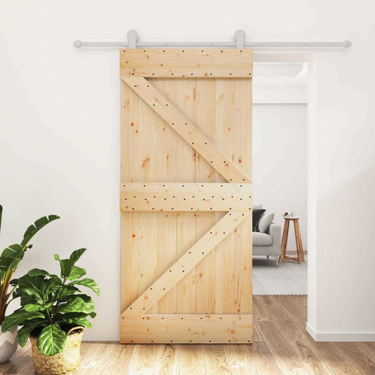 Posuvné Dveře Přírodní A Bílá 95 X 210 Cm Masivní Borové Dřevo