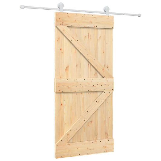 Posuvné Dveře Přírodní A Bílá 95 X 210 Cm Masivní Borové Dřevo