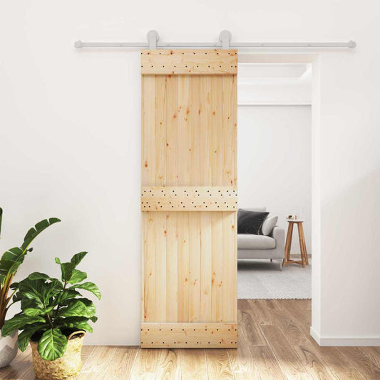 Posuvné Dveře Přírodní A Bílá 70 X 210 Cm Masivní Borové Dřevo