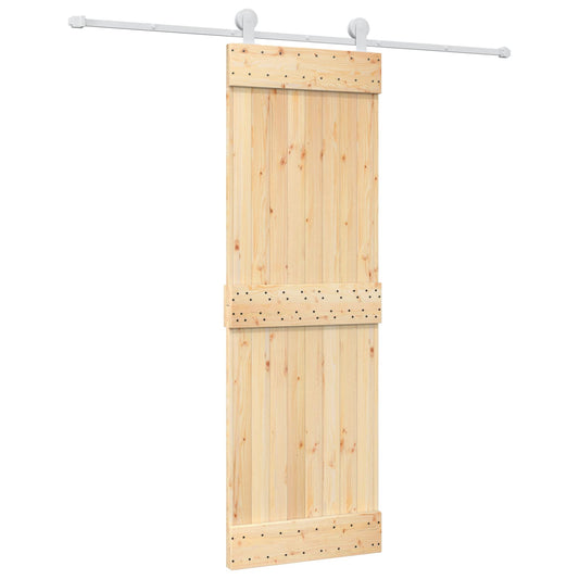 Posuvné Dveře Přírodní A Bílá 70 X 210 Cm Masivní Borové Dřevo