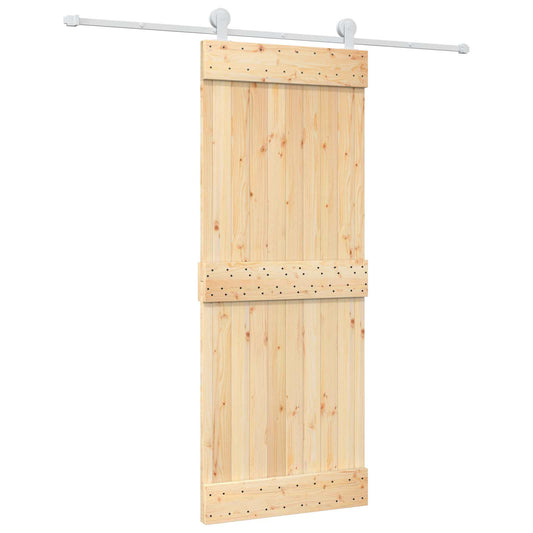 Posuvné Dveře Přírodní A Bílá 80 X 210 Cm Masivní Borové Dřevo