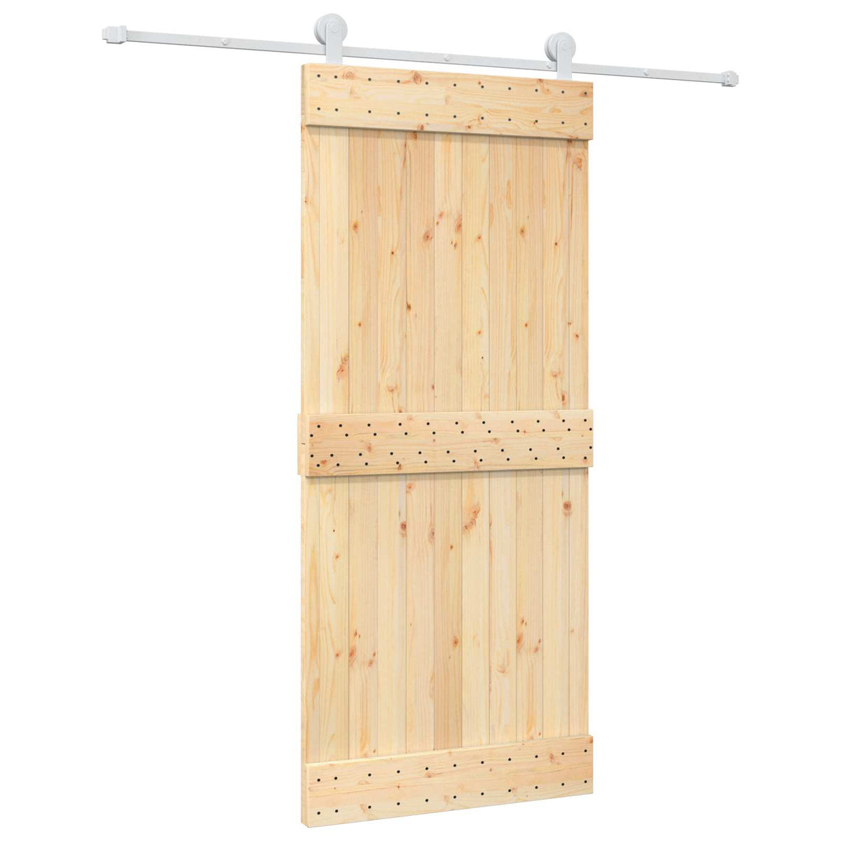Posuvné Dveře Přírodní A Bílá 90 X 210 Cm Masivní Borové Dřevo