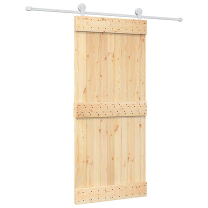 Posuvné Dveře Přírodní A Bílá 90 X 210 Cm Masivní Borové Dřevo