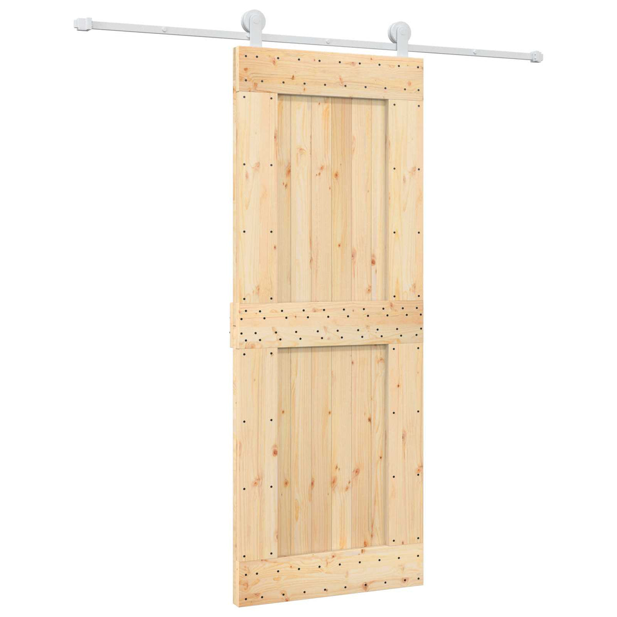 Posuvné Dveře Přírodní A Bílá 80 X 210 Cm Masivní Borové Dřevo