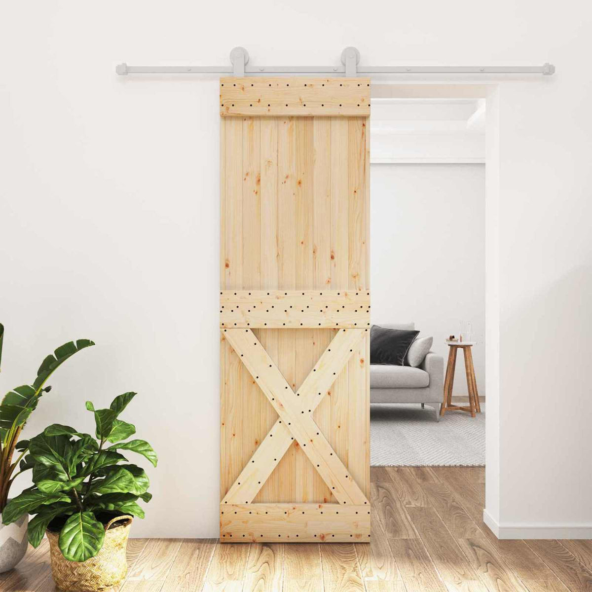 Posuvné Dveře Přírodní A Bílá 70 X 210 Cm Masivní Borové Dřevo