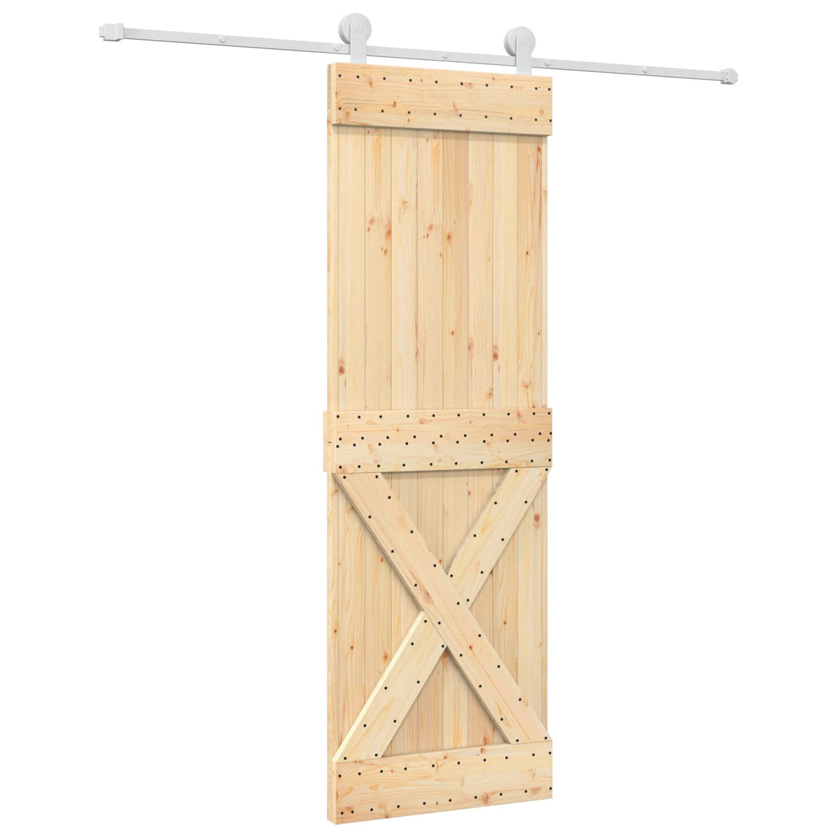 Posuvné Dveře Přírodní A Bílá 70 X 210 Cm Masivní Borové Dřevo