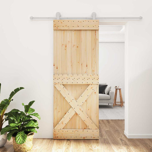 Posuvné Dveře Přírodní A Bílá 80 X 210 Cm Masivní Borové Dřevo