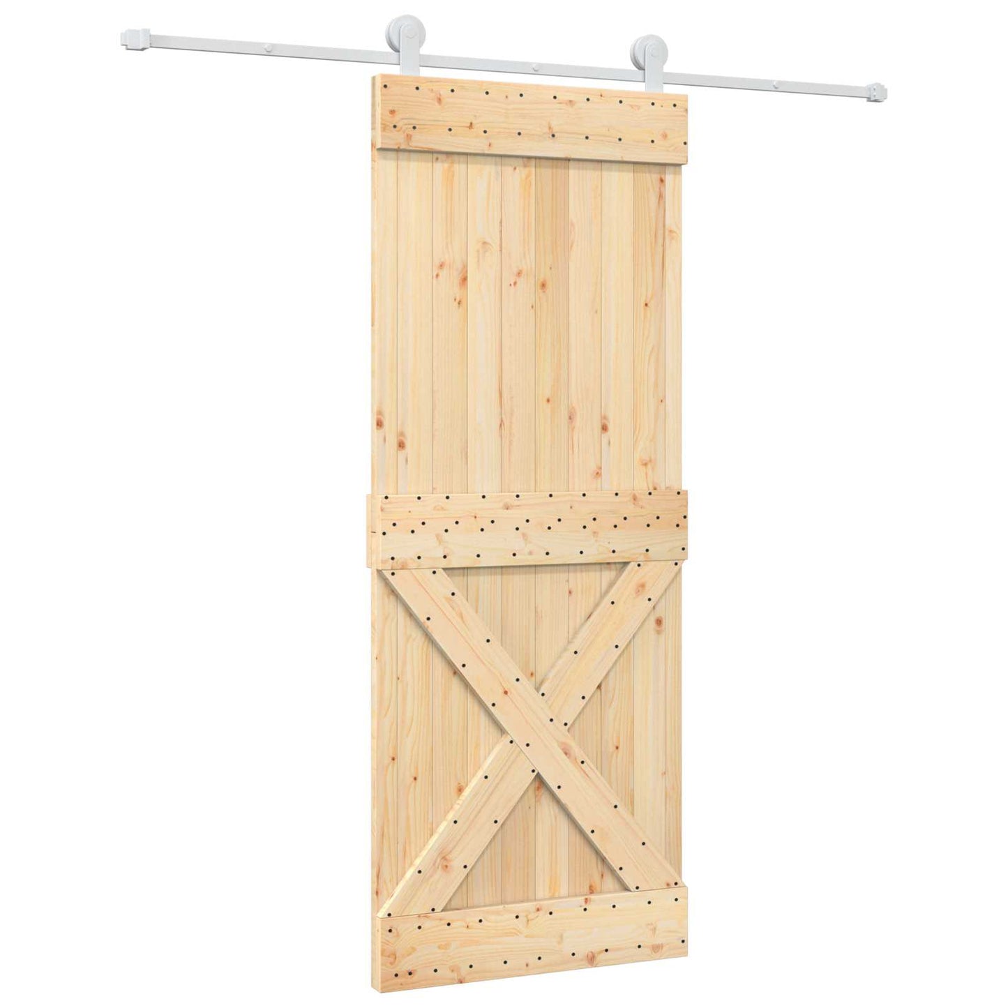 Posuvné Dveře Přírodní A Bílá 80 X 210 Cm Masivní Borové Dřevo