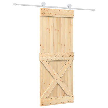 Posuvné Dveře Přírodní A Bílá 80 X 210 Cm Masivní Borové Dřevo