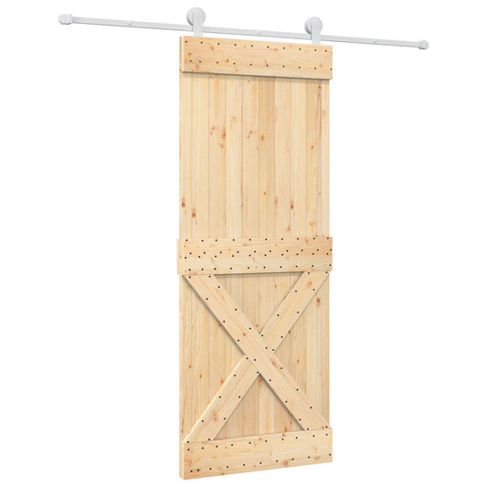Posuvné Dveře Přírodní A Bílá 80 X 210 Cm Masivní Borové Dřevo